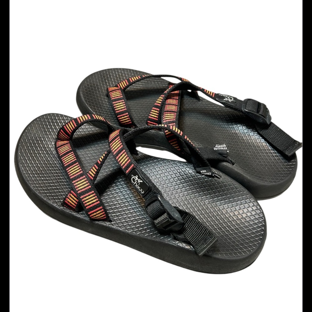 Men’s Chacos Z2 Classic Red Orange Strap Sandals Size 9 - Picture 3 of 5